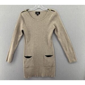 By & By Warm Grey Tan Sweater Dress with Zippers and Faux Leather Size Medium